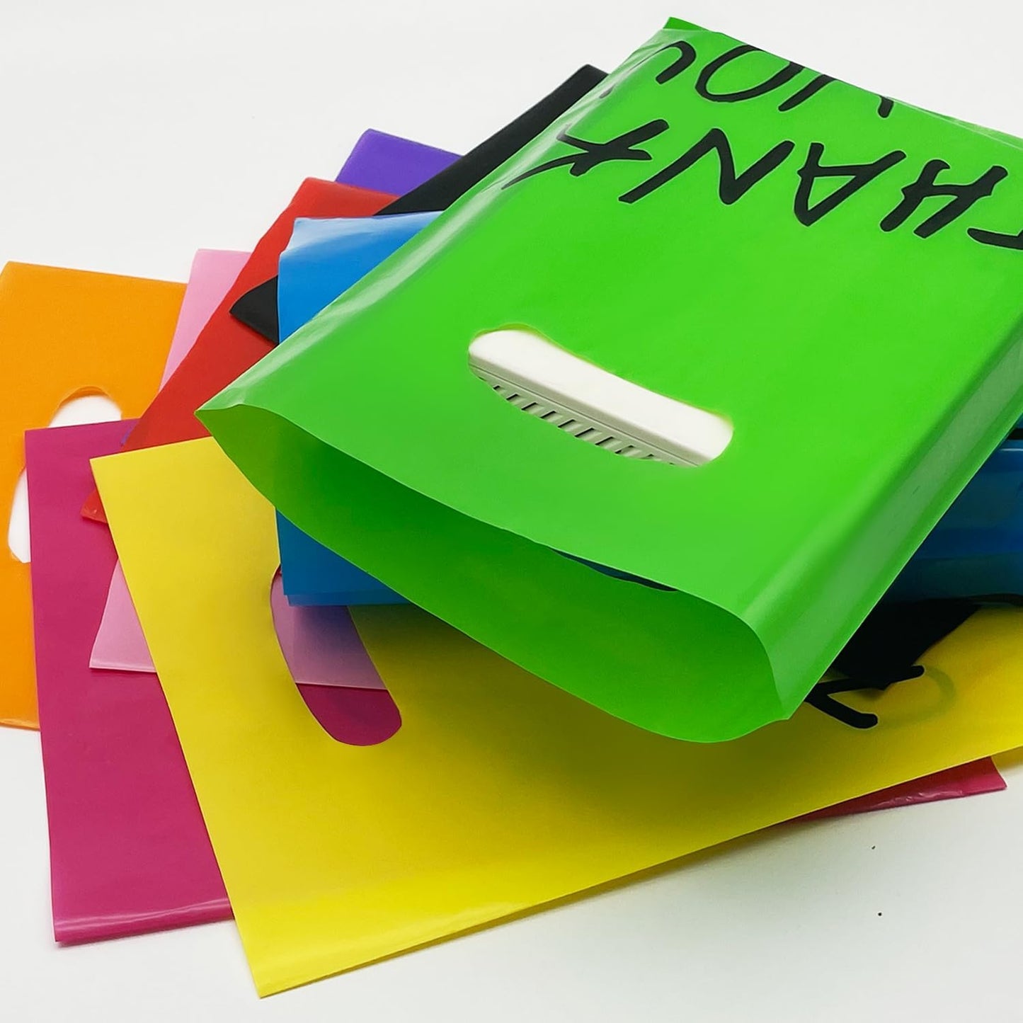 Goodie Bags, 100 PCS 6" x 8" Party Favor Bags, Thank You Bags, Small Gift Bags for Kids, Merchandise Bags for Small Business, Goody Bags for Weddings, Christmas, Halloween, Craft,10 Color