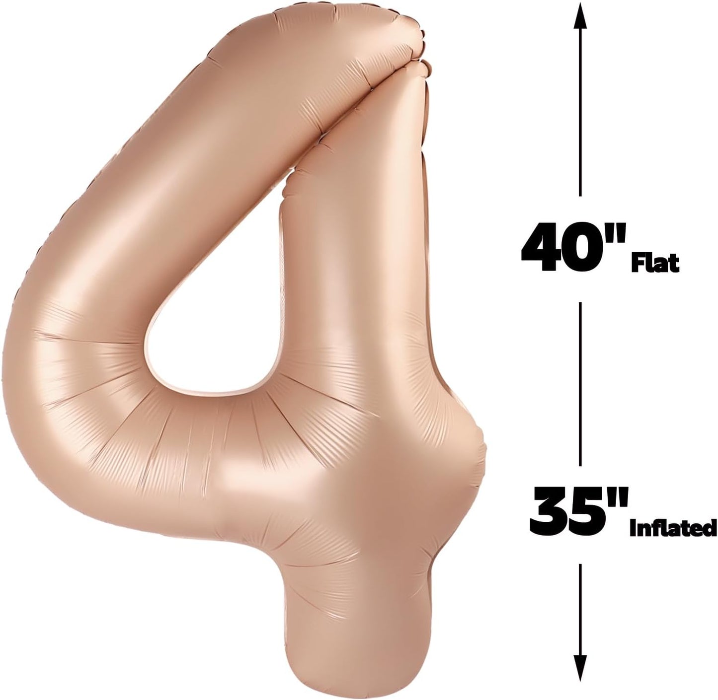 40 Inch Light Brown Large Number 4 Balloons, Giant Foil Number Four 14 24 34 40 44 Balloons, Light Brown Mylar Big Balloon for Anniversary Graduation Decorations