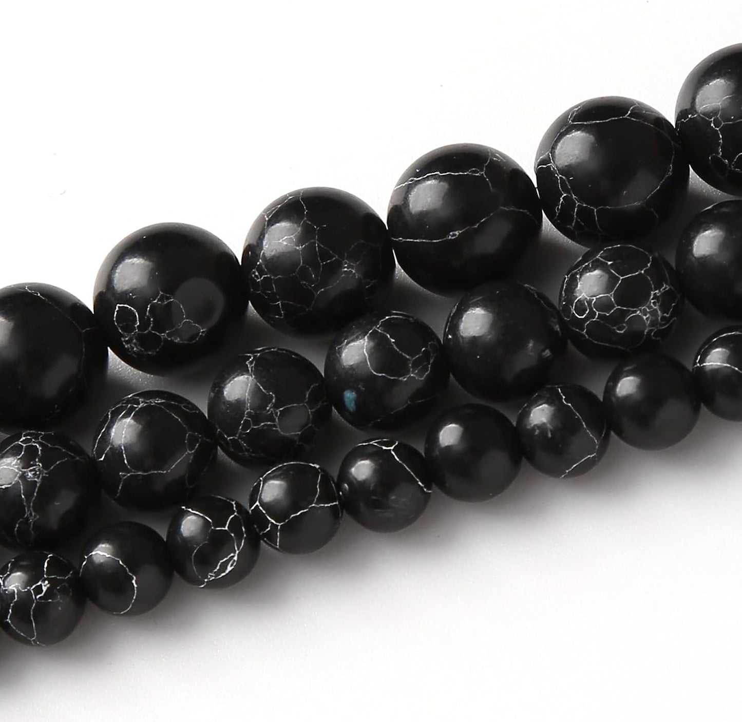 Black Turquoise Stone Beads Gemstone Round Crystal Energy Jade Beads Stone Beads for Jewelry Making DIY Bracelet Necklace Jewelry Making 1 Strand 15.5inch 4MM