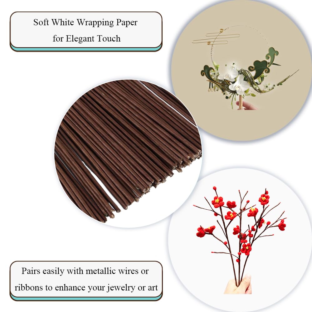 HAHIYO 20Gauge Brown Paper-Wrapped Metal Floral Wire 14 Inches(36cm), 70 Pack Flexible Paddle Wires Florist Wire Garden Wires for Craft Christmas Wreath Flower Arrangement Bouquet Wrapping Wedding DIY