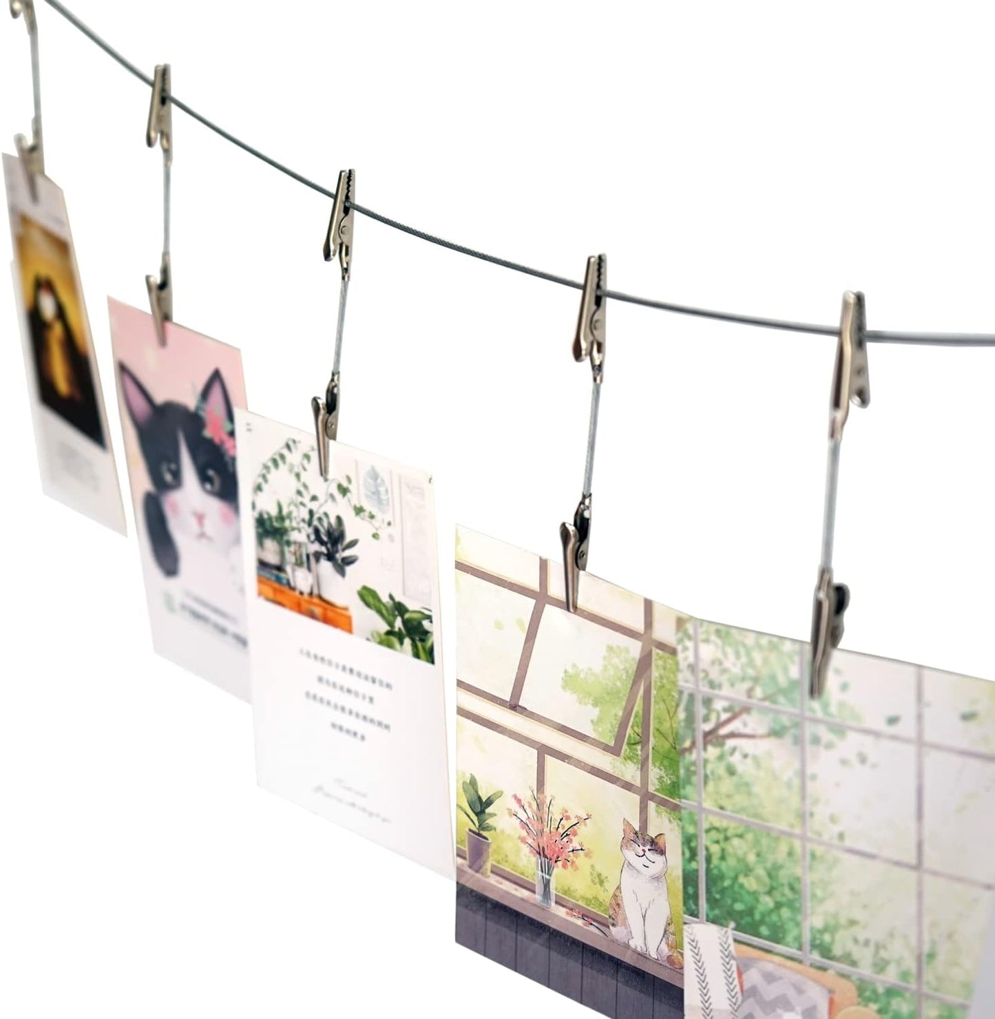 Wall Hanging Photo Display, DIY Picture Photo Frame String with 12 Clips for Hanging Photos Notes and Artworks (Adjustable Alligatory Clip)