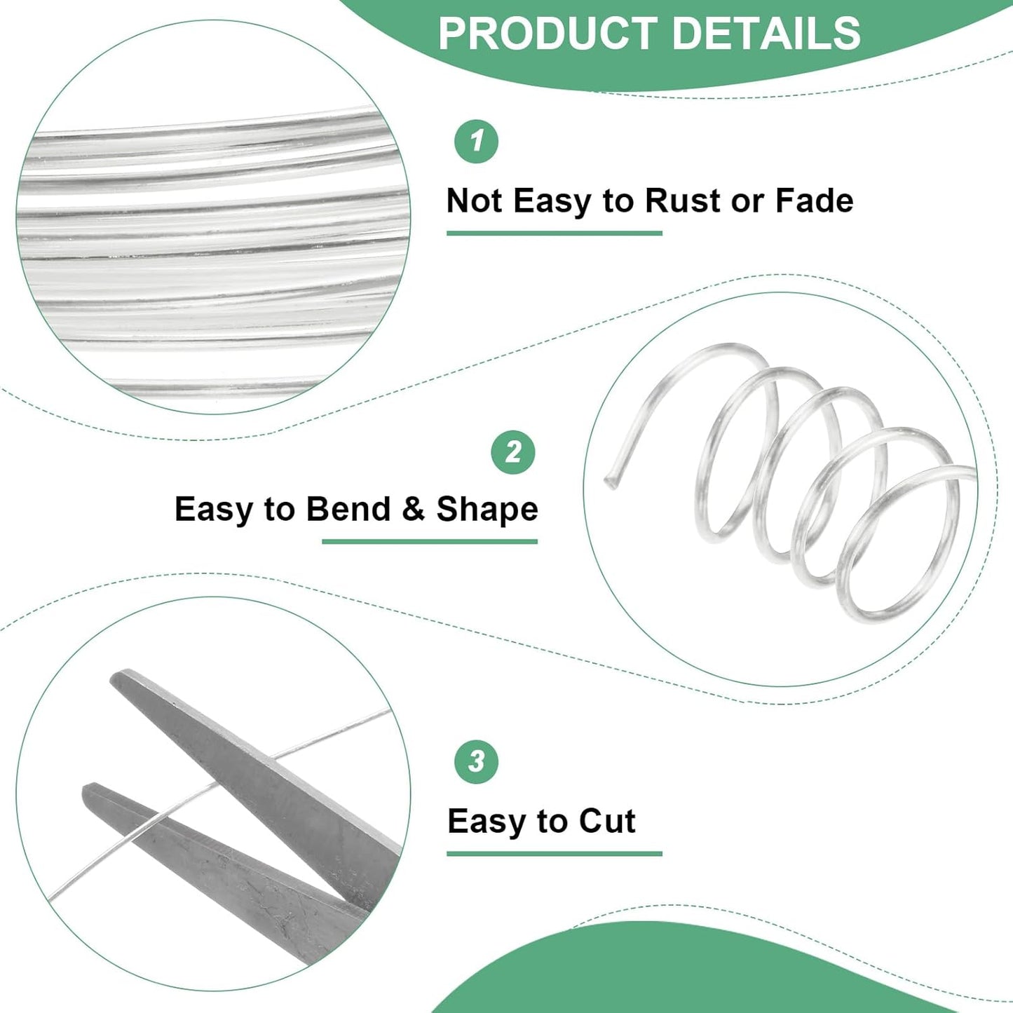 0.7 mm/21 Gauge Copper Wire for Jewelry Making, 10.2FT Copper Beading Craft Wire for Jewelry/Weaving/DIY Crafting/Planting, Color-Retaining [3.1M, Bright Silver]