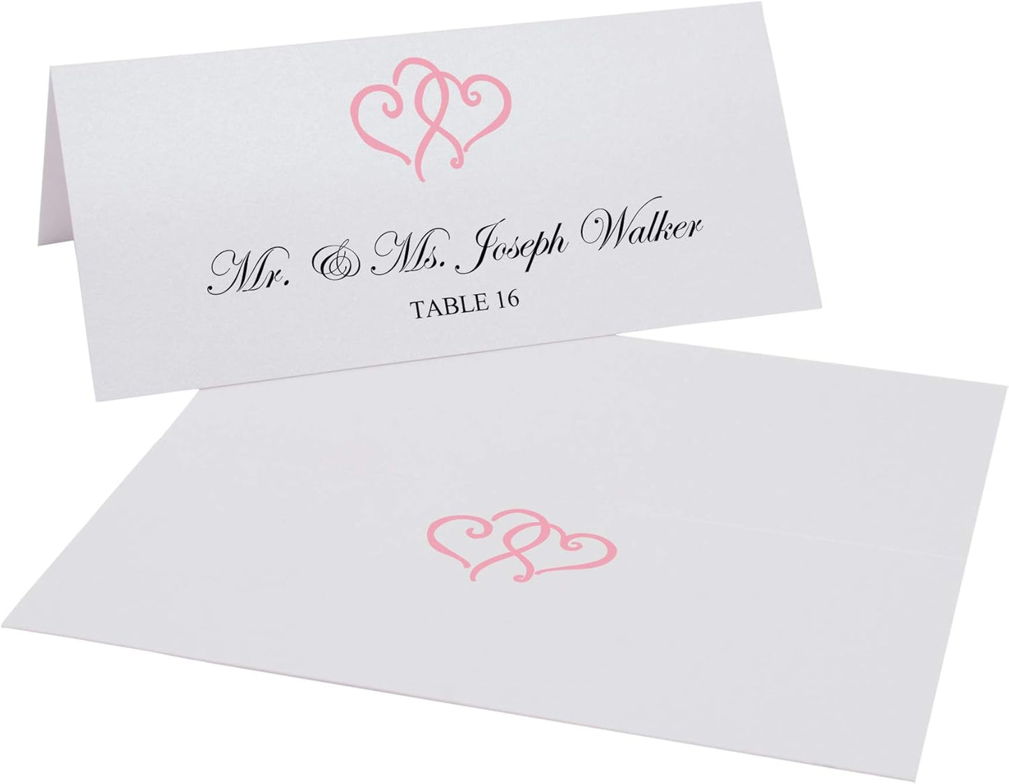 Linked Hearts Place Cards, Pink (Choose Color), Set of 150, Pre-cut and Scored - Wedding, Party, Dinner, and Special Events - Made in the USA