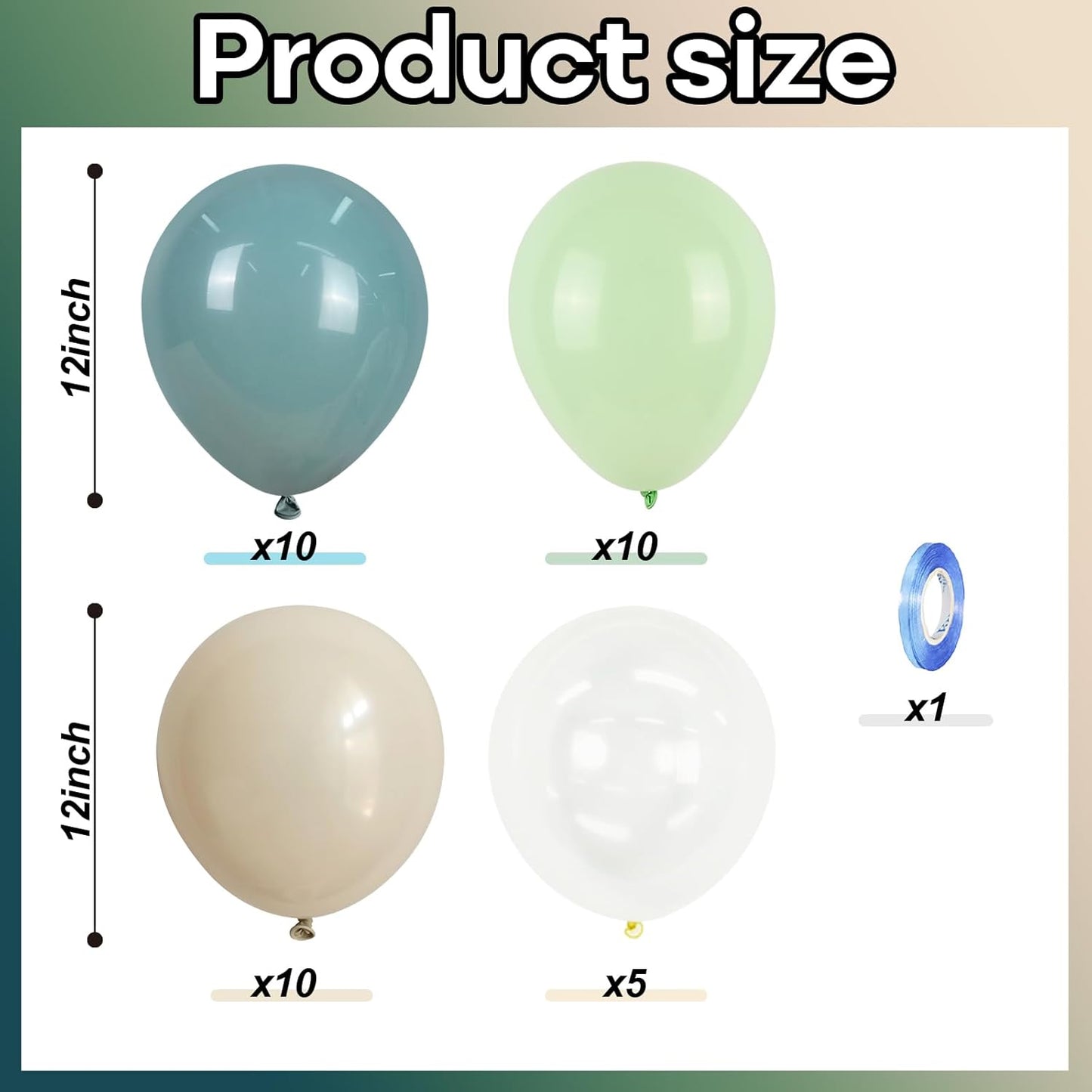 Under The Sea Balloons, 35PCS Dusty Slate Blue and Green Balloons, Baby Light Green Sand White Latex Balloon for Kids Boys Under The Sea Ocean Themed Baby Shower Birthday Party Decorations Supplies