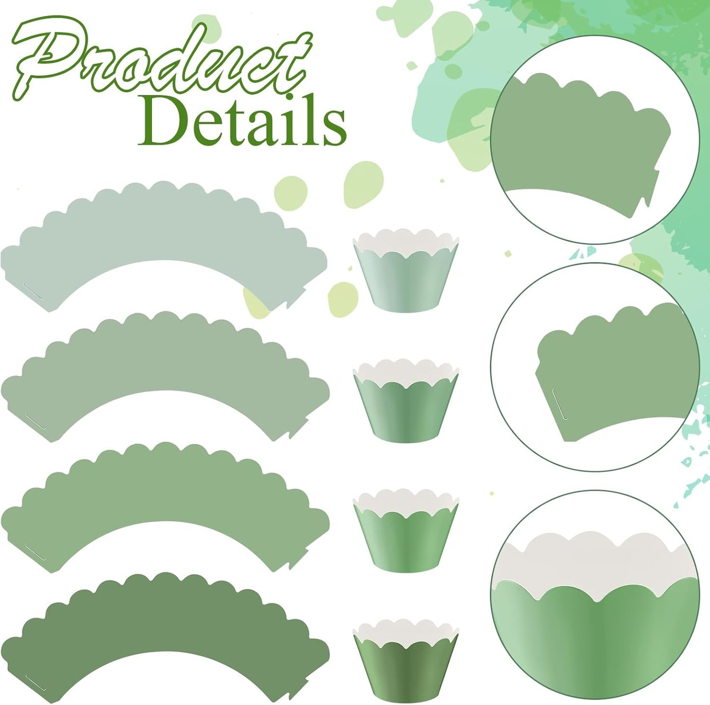 Domensi 100 Pcs Sage Green Cupcake Wrappers Rustic Cupcake Liners Baking Cups Baking Liners for Spring Summer Wedding Bridal Baby Shower Birthday Party Supplies Dessert Decoration