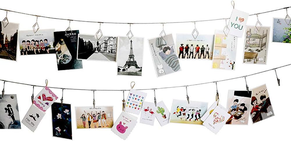 TFu Wall Hanging Photo Display, DIY Picture Photo Frame String with 12 Clips for Hanging Photos Notes and Artworks …