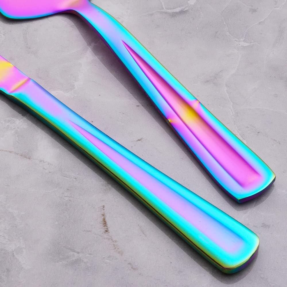 GoGeiLi Rainbow Cake Knife and Server Set, Colorful Stainless Steel Cake Cutting Set for Wedding, Birthday, Parties