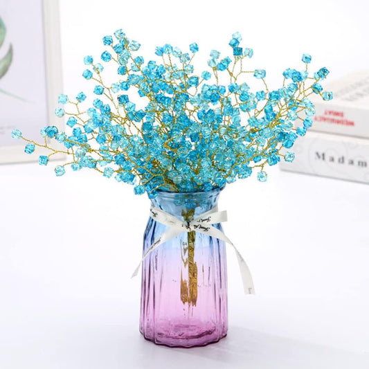16PCS Crystal Artificial Flowers Bouquets Handmade Acrylic Flower Branches Fake Beaded Baby Breath Floral Crafts for Wedding Party Home Decor