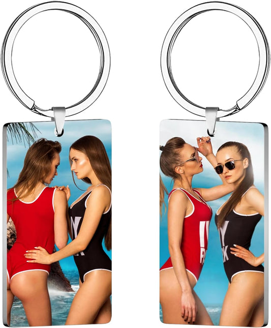 Custom Keychain with Picture, Personalized Keychain with Engraved Photo/Text, Gifts for Family and Friends