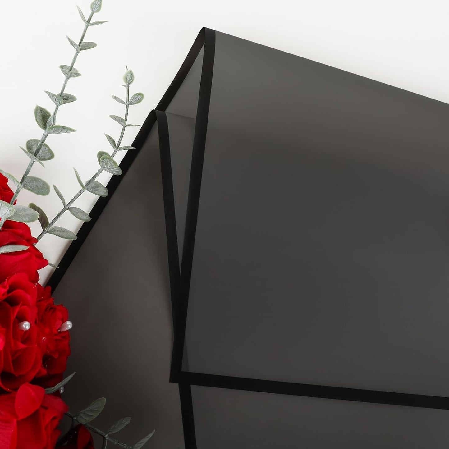 NESCCI 20 Sheet Flower Wrapping Paper - Waterproof Floral Bouquet Wrapping Paper, Florist Supplies Packaging Paper for Wedding Birthday Gift DIY (Translucent Black)