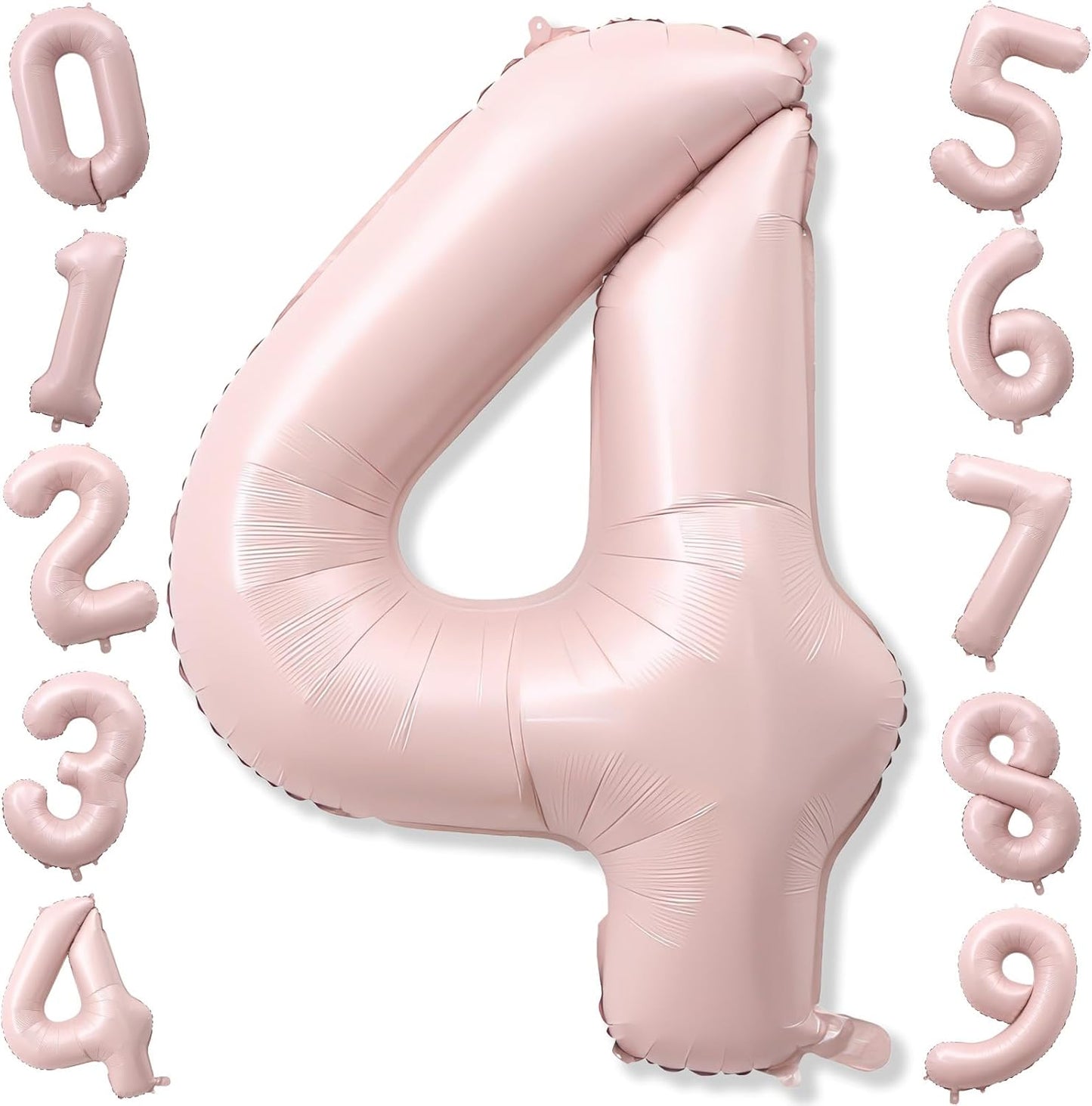40 Inch Pastel Pink Number Balloon 4, Large Self Inflating Retro Dusty Pink Foil 4 Number Balloons 0-9, Digital 4 Helium Balloons Set for Girls 4th Birthday Boho Women Anniversary Party Decorations