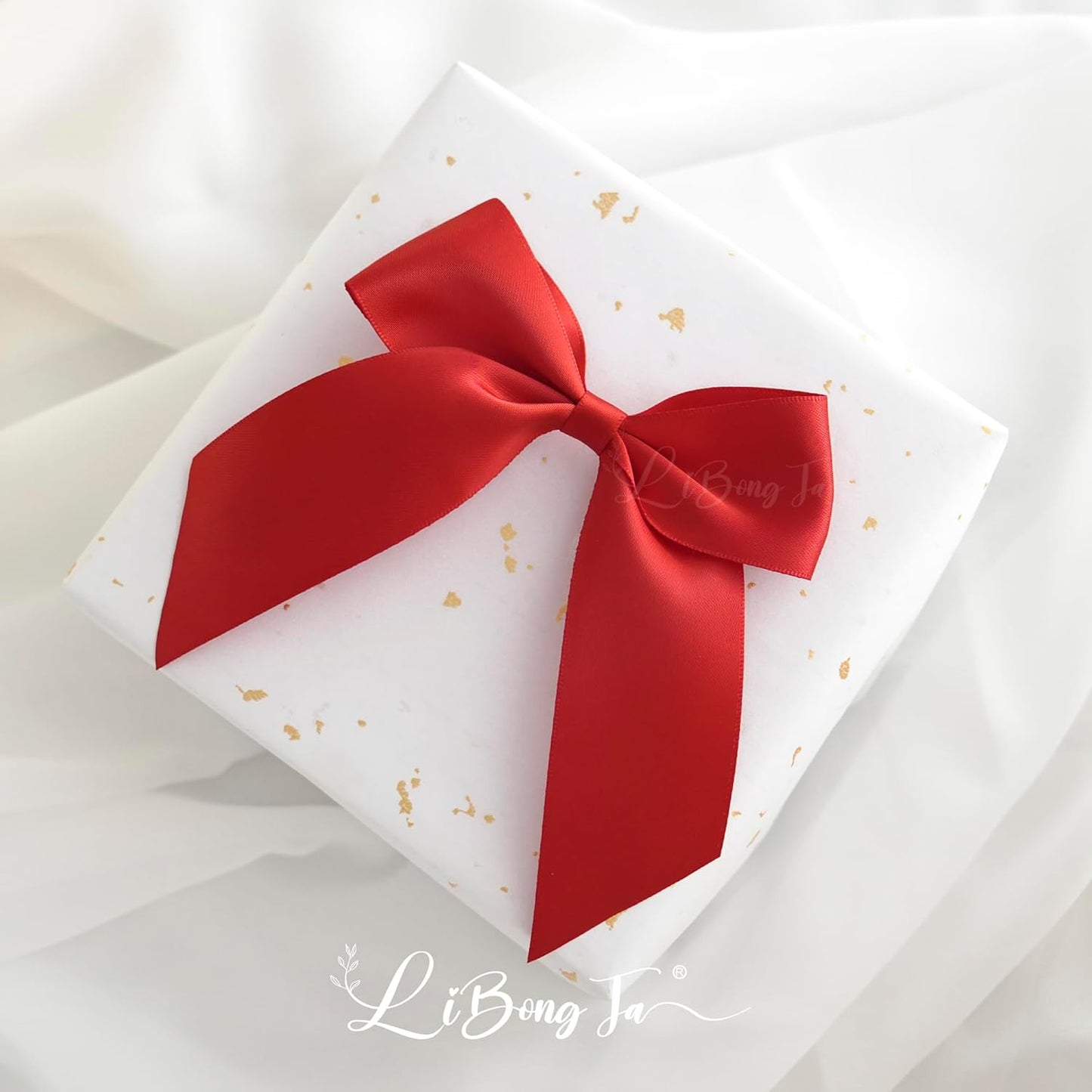 4.5" Satin Ribbon Red Bows for Gift Wrapping, Twist Tie Bows, Cute Bows for Crafts, Party Favors, Premade Bows Pre-Tied Decorative Bows for Flower Bouquets Candy Apple Bows-24 Counts