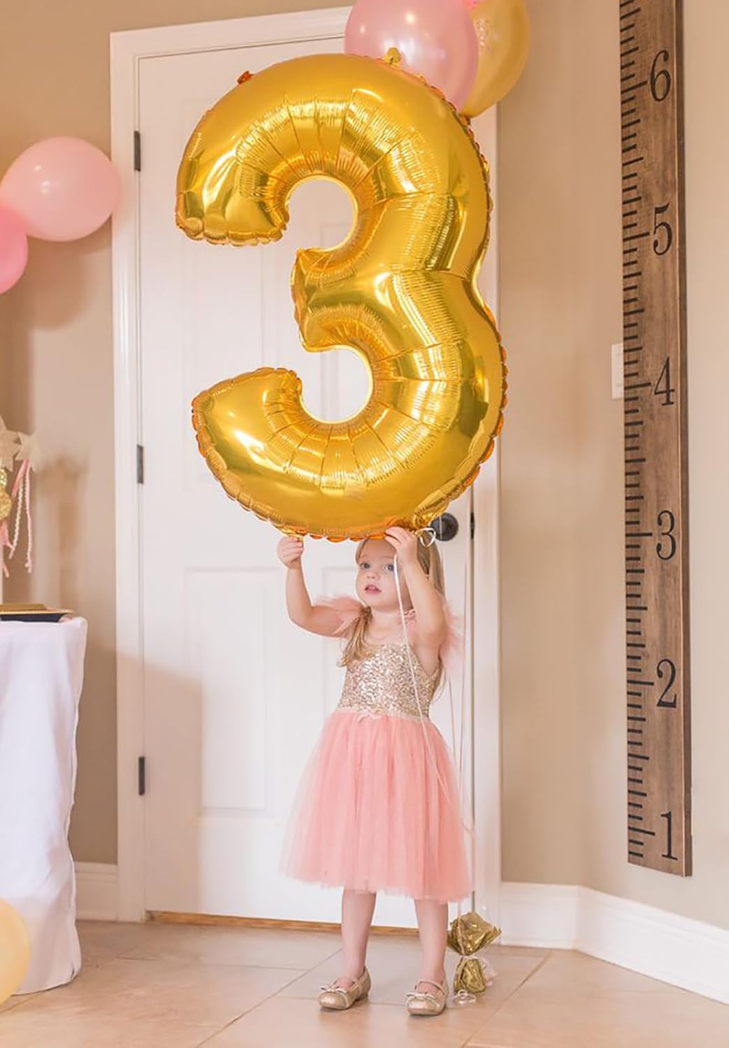 Jumbo Number 3 Balloon 40 Inch, Gold Mylar Foil Number Three Balloons for Boy Girl 3 13 23 33 Birthday Party, Giant Balloons Anniversary Graduations Photo Shoot Decorations