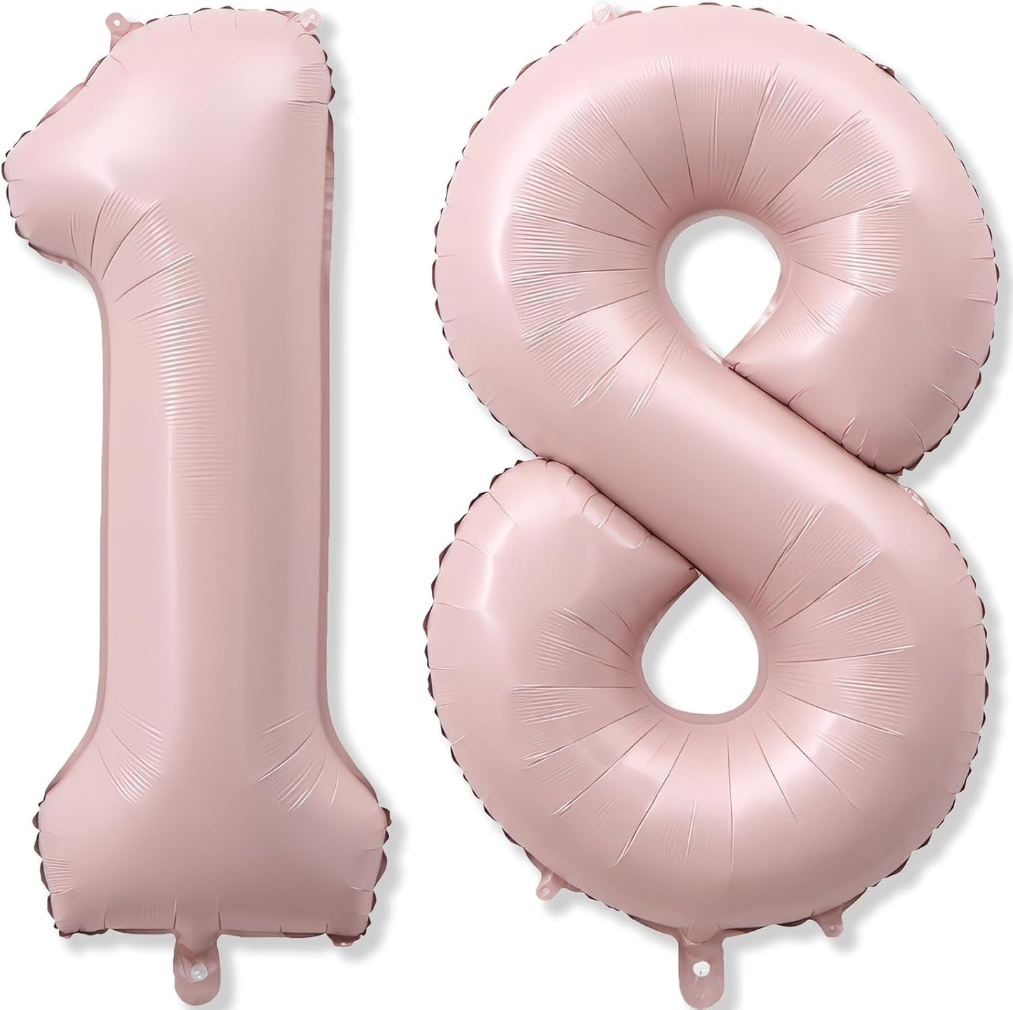 Pastel Pink 18 Balloon Numbers for Girls, 40'' Self Inflating Number 18 Balloons for 18 Year Old Birthday, Big Blush Pink Foil 1 & 8 Helium Balloon for Boho Coquette 18th Birthday Party Decorations