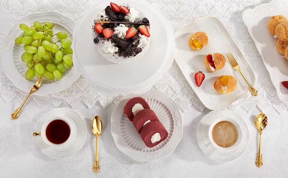 KEAWELL Luxury 6.3" Teaspoons, 18/10 Stainless Steel, Gorgeous Small Spoons, Stirring, Mixing, Sugar, Cake, Dessert Spoons, Mini Antipasto spoons (Gold)