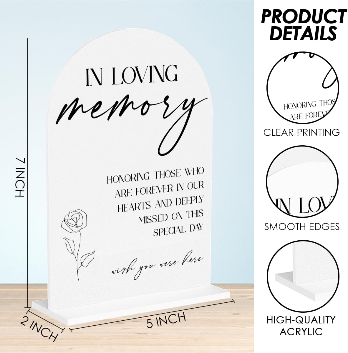 In Loving Memory Wedding Sign, In Memory Wedding Sign for Engagement Bridal Shower Decor fo Ceremony Reception Party, Weddings Table White Acrylic Sign