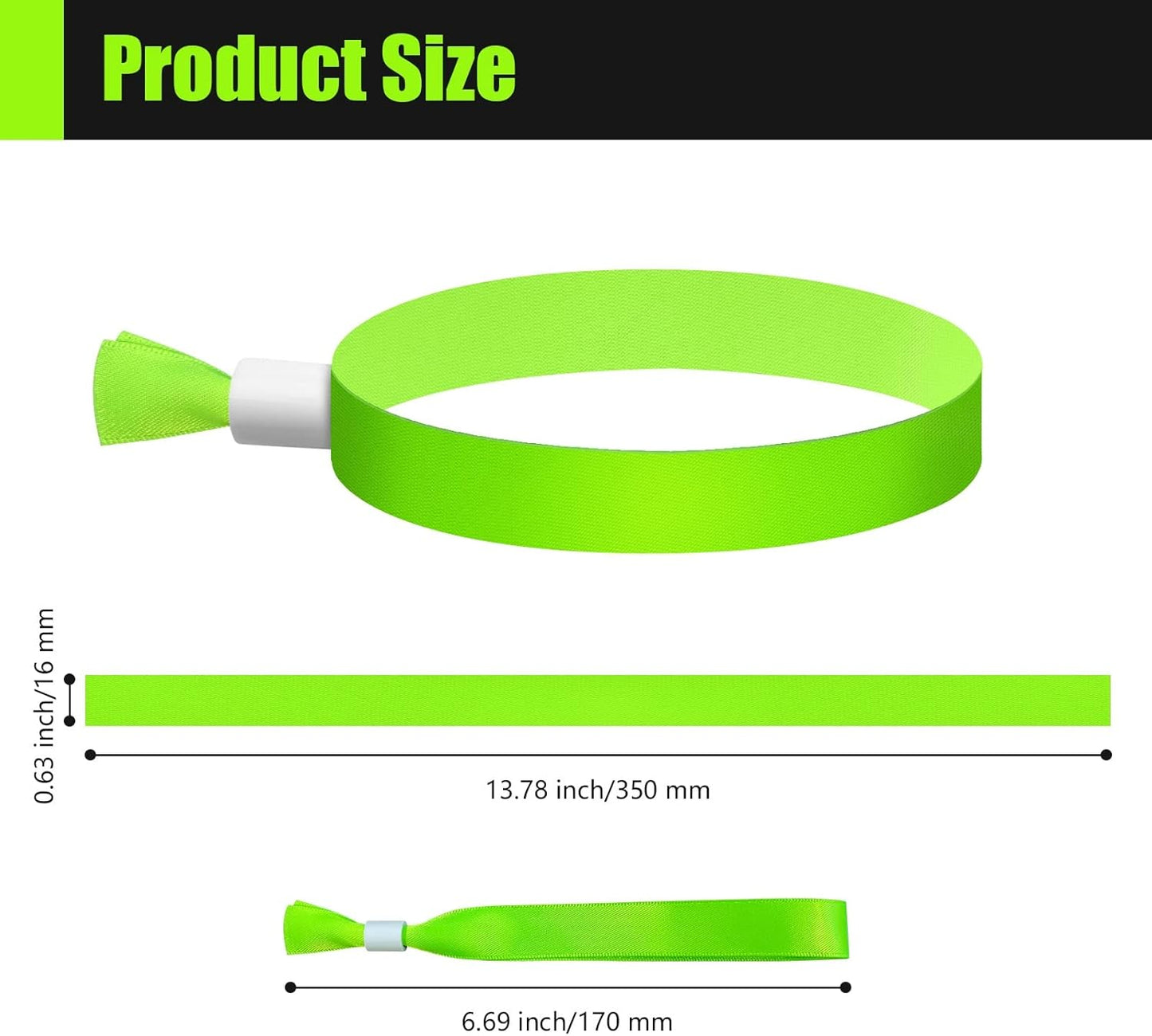 100 Pcs Cloth Event Wristbands, Event Wristbands, Colored Wrist Bands for Events, for Lightweight Concert Wrist Strap for Activities, Party Bracelets for Events (Color : Green2)