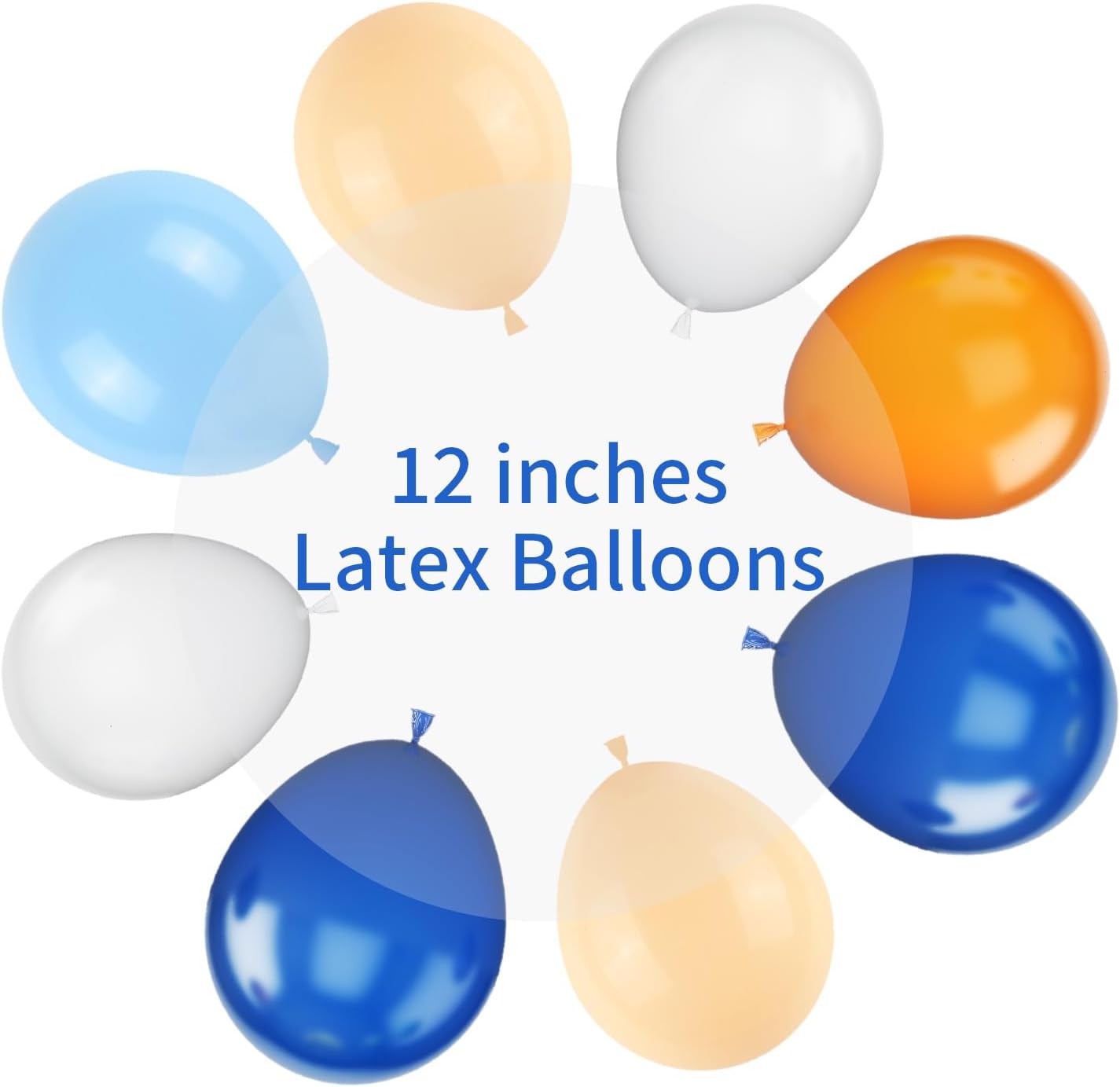 Orange and Blue Balloons, 12 Inch Orange White Blue Balloon Pastel Orange Royal Blue White Ballons with Ribbons for Birthday Baby Shower Graduation Engagement New Year Party Decorations