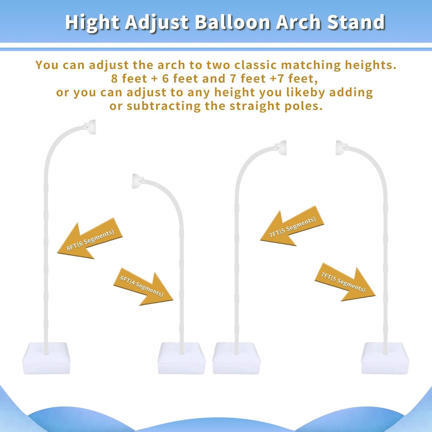 Balloon Arch Kit - Bendable 8.2FT & 6FT Balloon Arch Stand with Base and Manual Pump, Versatile Half Arch Balloon Stand for Birthday, Wedding, Baby Shower, Holiday, and Graduation Party Decorations