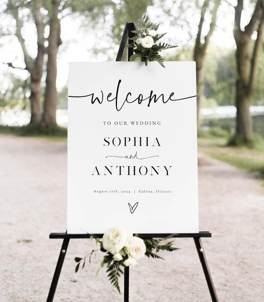 Welcome To Our Wedding Sign, Welcome To Our Wedding Sign With Stand, Wedding Welcome Sign, Wedding Welcome Poster, Printable Wedding Welcome, Minimalist Welcome Sign