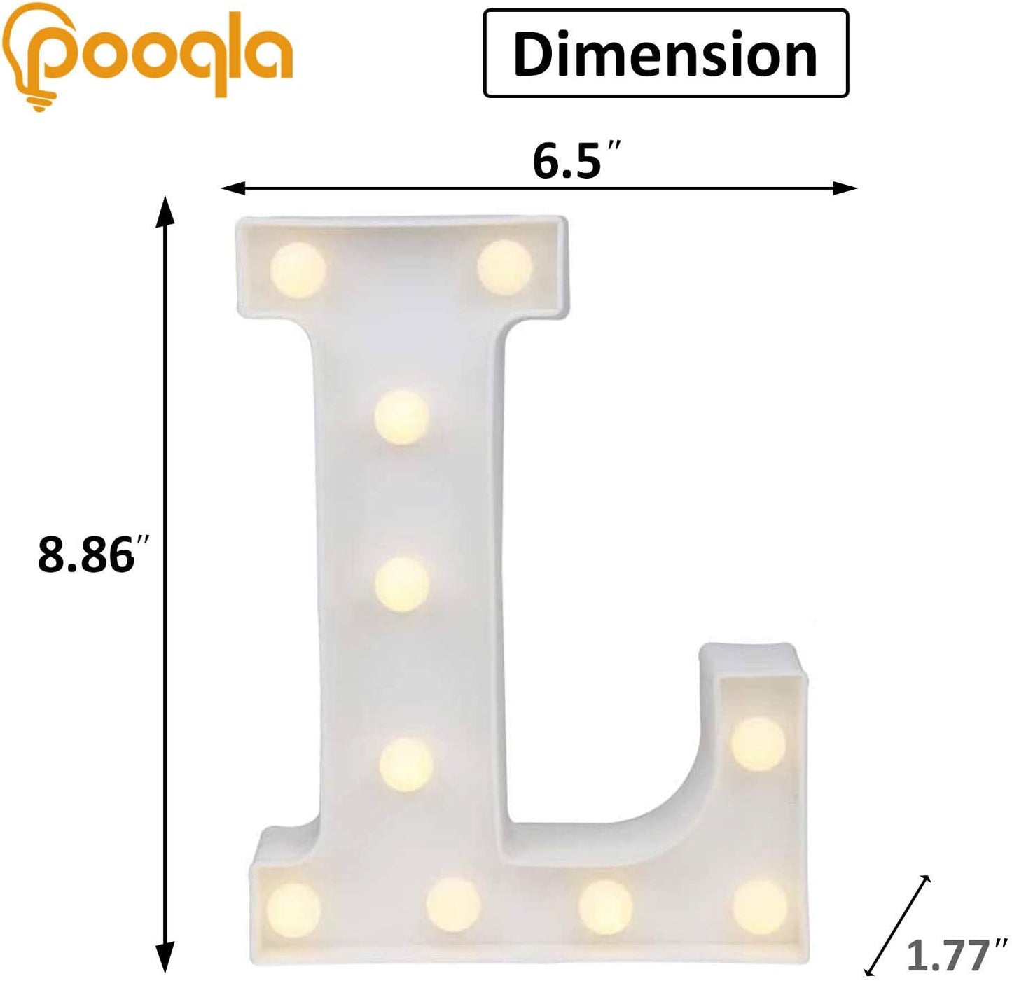 Pooqla LED Marquee Letter Lights Sign, Light Up Alphabet Letter for Home Party Wedding Decoration L
