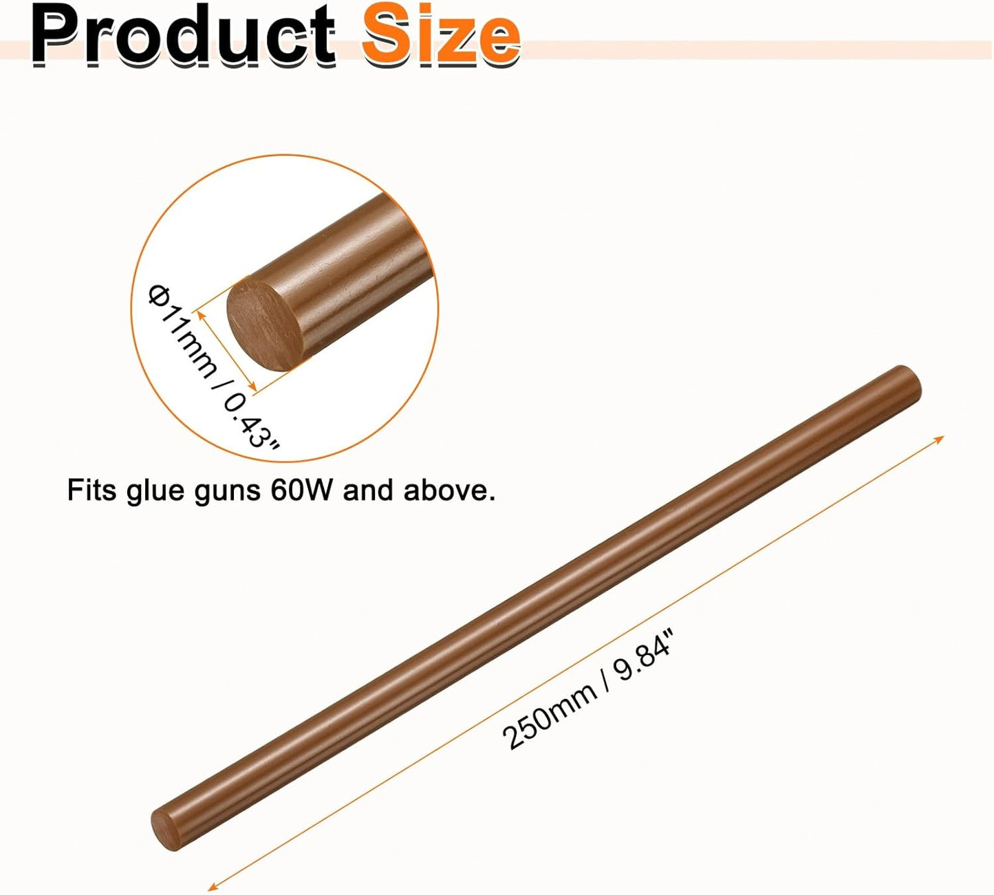 HARFINGTON 10pcs Hot Glue Sticks 0.43" Dia x 9.84" Long EVA Mini Hot Melt Adhesive Glue Stick for Hot Melt Gun Wood Plastic Glass Flowers Fabrics Foam, Brown
