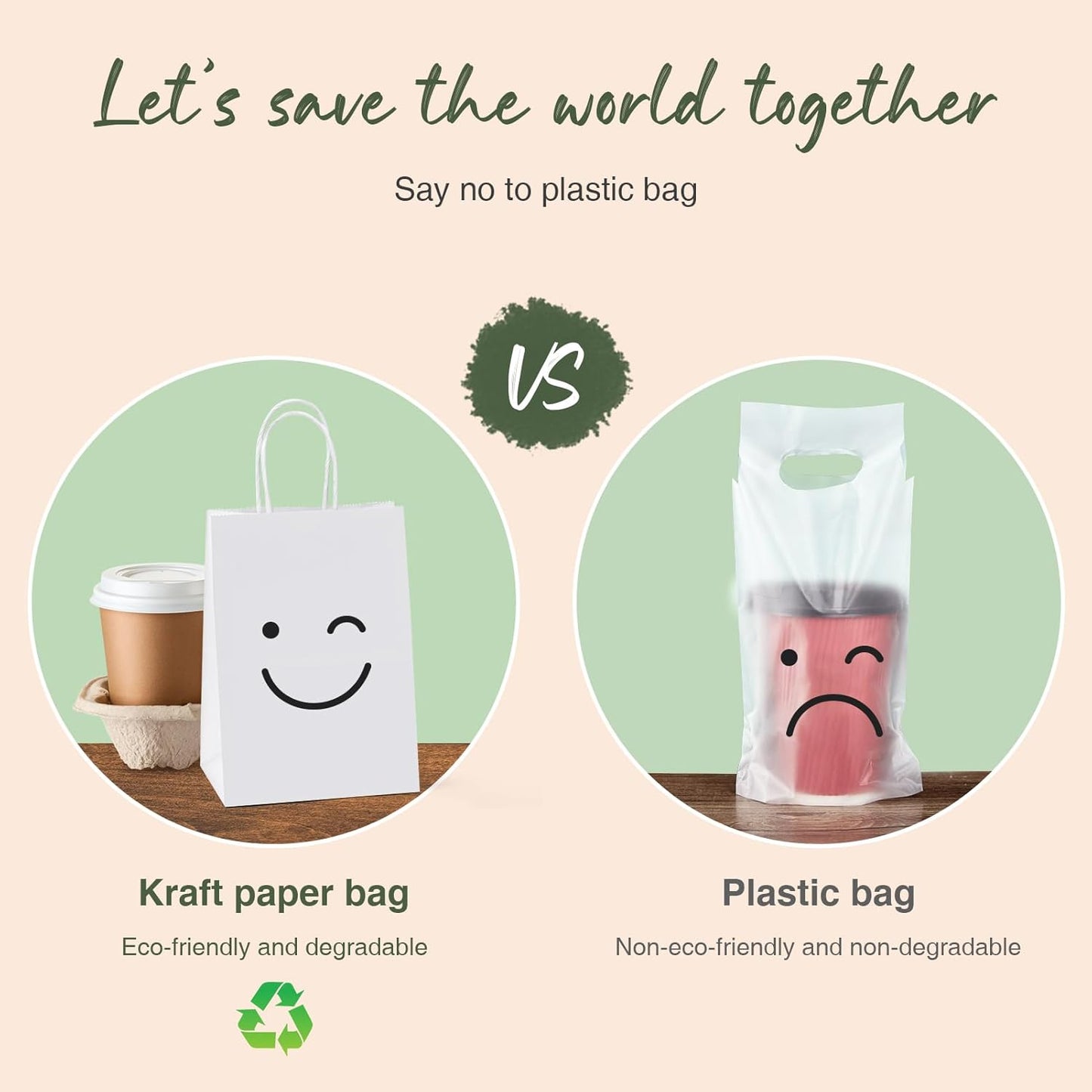 GSSUSA 50 Pcs White Kraft Paper Bags 5.25x3.75x8, Small Paper Bags with Handles for Shopping, Gift, Merchandise, Retail, Party Favor, Wedding, Gift, Bags for Small Business, Boutique