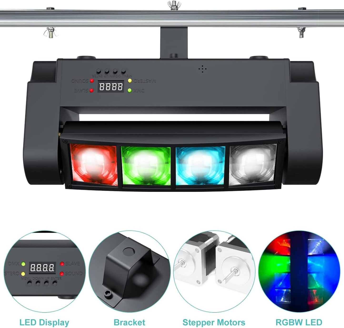 BETOPPER Stage Light, Moving Head DJ Light for Parties, RGBW 8x3W Spider LED Light, Sound Activated & DMX-512 Control for Party, Pub, Club, Wedding Event, Carnival Festival, Disco Stage Lighting