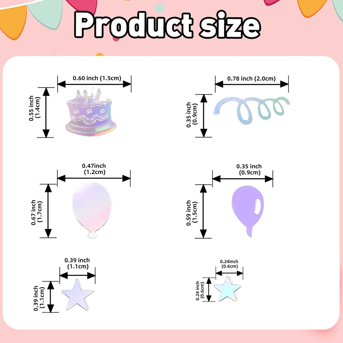 VHUWE Happy Birthday Confetti, 1.6 oz Laser Silver Cake Balloon Star Goblet Bottle Swirl Glitter Confetti for Boys Girls Kids Women Men Happy Birthday Party Table Decorations Supplies