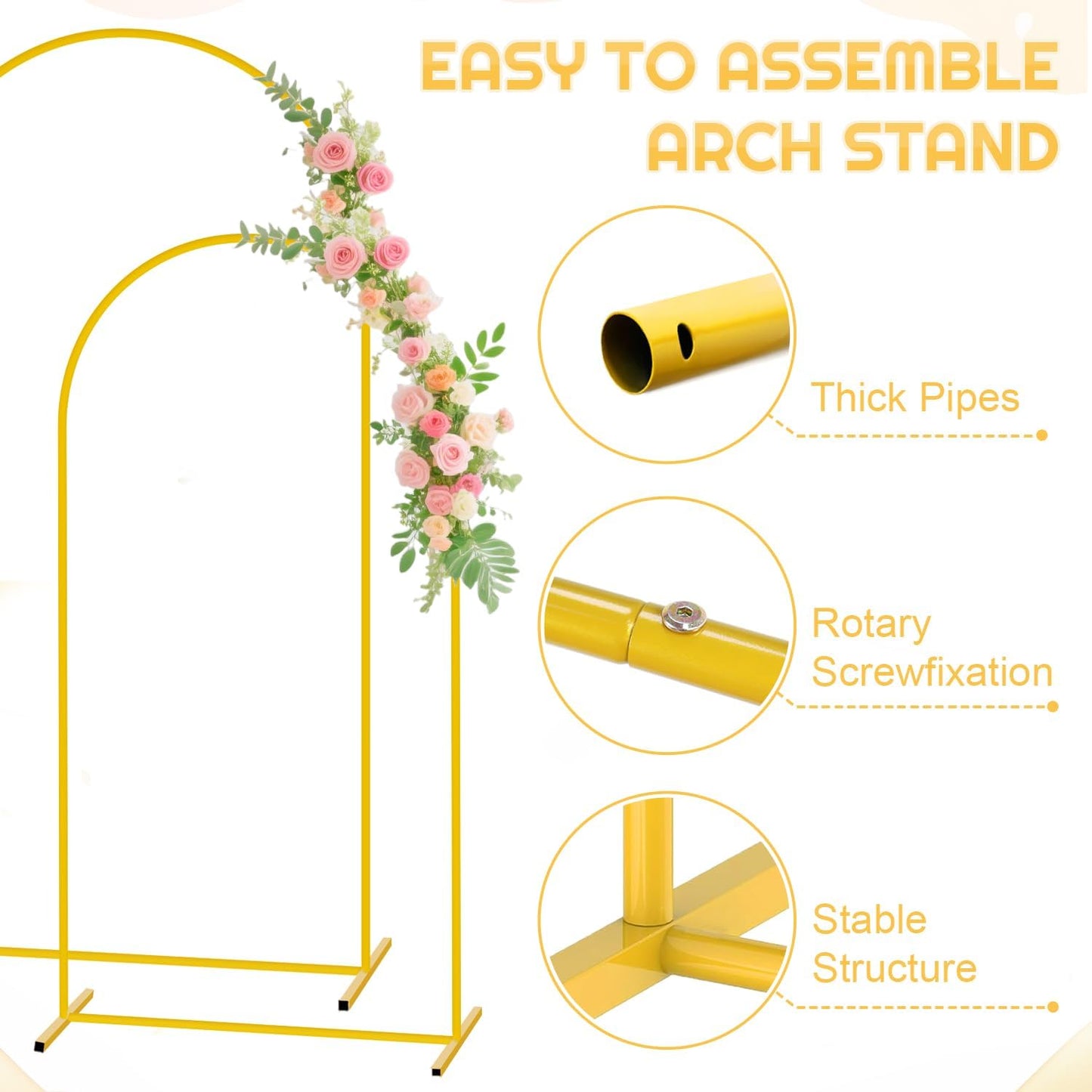 FUHSY Metal Arch Backdrop Stand Set of 2 with Cover (7.2FT+6FT) Wedding Arch Frame Stand Balloon Backdrops Arches Lavender Arch Backdrop Stands Cover for Birthday Party Gender Reveal Graduation Decor