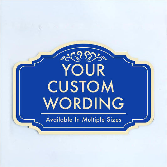 Custom Decorative Outdoor Metal Sign - Personalized Aluminum Driveway Sign, Waterproof, Made in USA - Design 2 Blue Steel 24x18 In