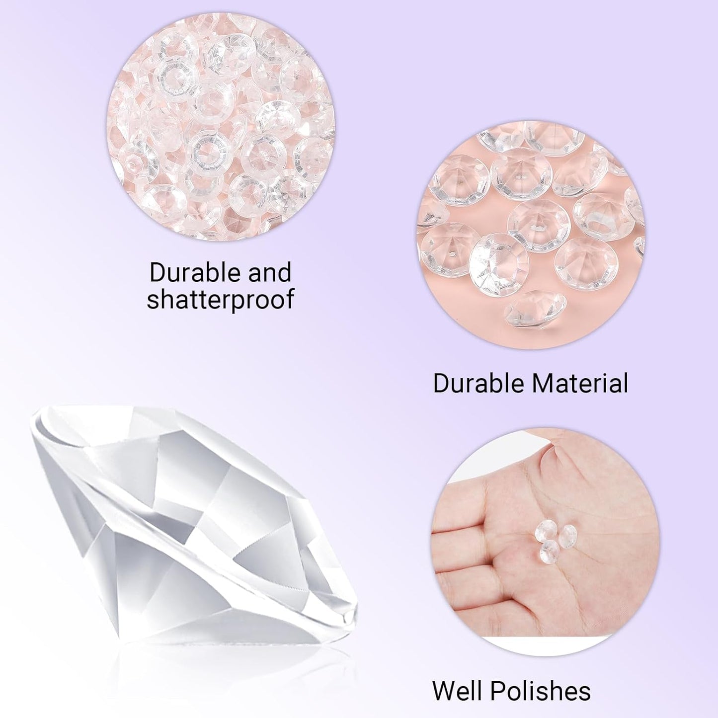 SUREAM 2000PCS Acrylic Ice Rocks - 10mm/0.39Inch, Clear Fake Diamonds for Wedding Party, Gems Treasure Crystal for Table Scatter, Crafts, Vase Filler, Photography Props, Home Decoration, No Holes