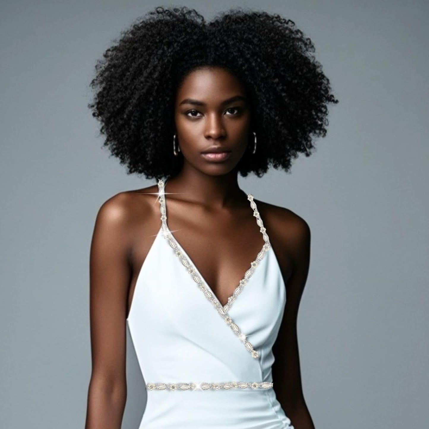 1 Yard Pearl Rhinestone Trim Chain Silver String Crystal Applique Fringe Ribbon Strips Beads Sewing Dress DIY Party Wedding Bouquet for Decoration Bridal Costume Embellishment