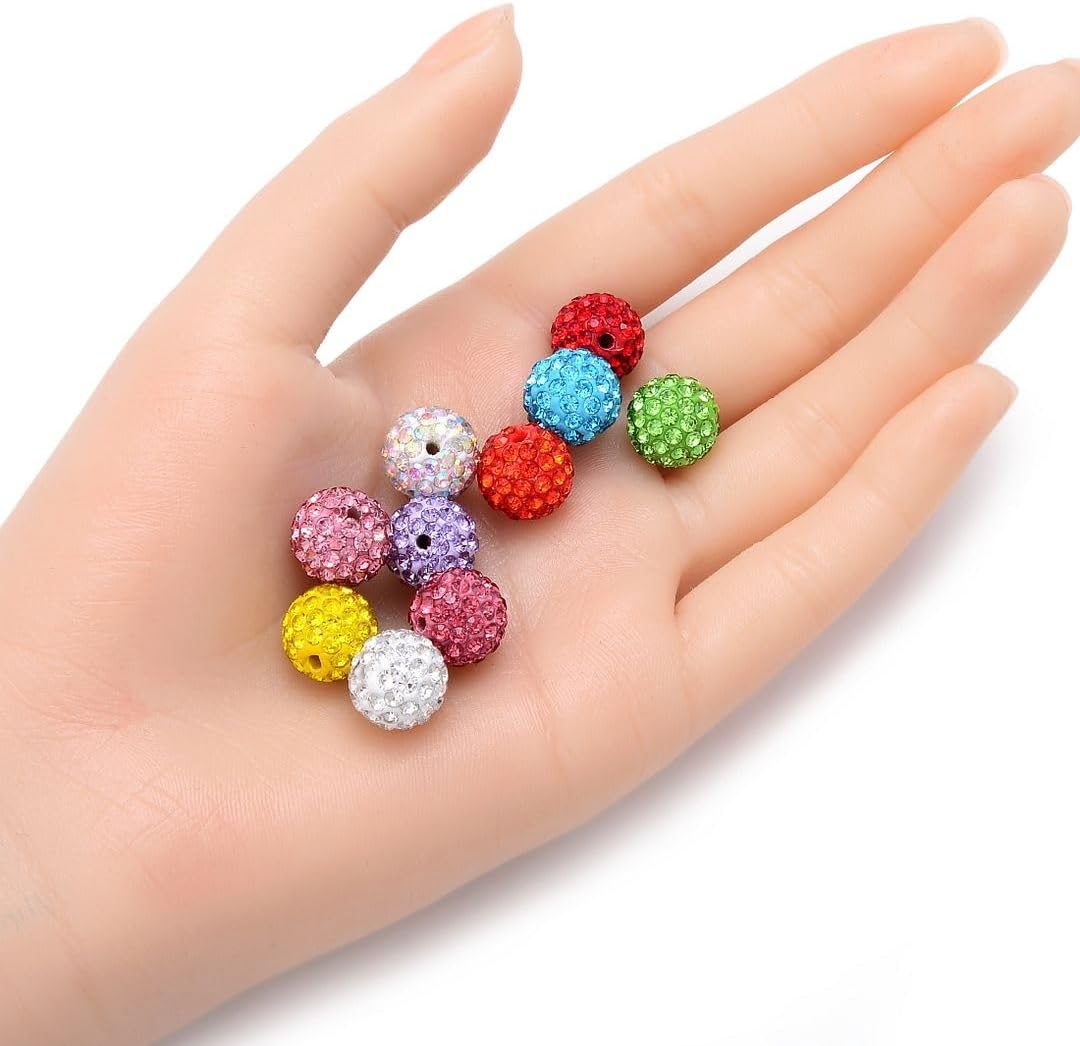 25pcs Adabele Grade A Suncatcher Crystal Rhinestone Pave Loose Beads 12mm Aquamarine Blue Polymer Clay Disco Ball Spacers Compatible with Shamballa All Craft Jewelry Making DB12-10