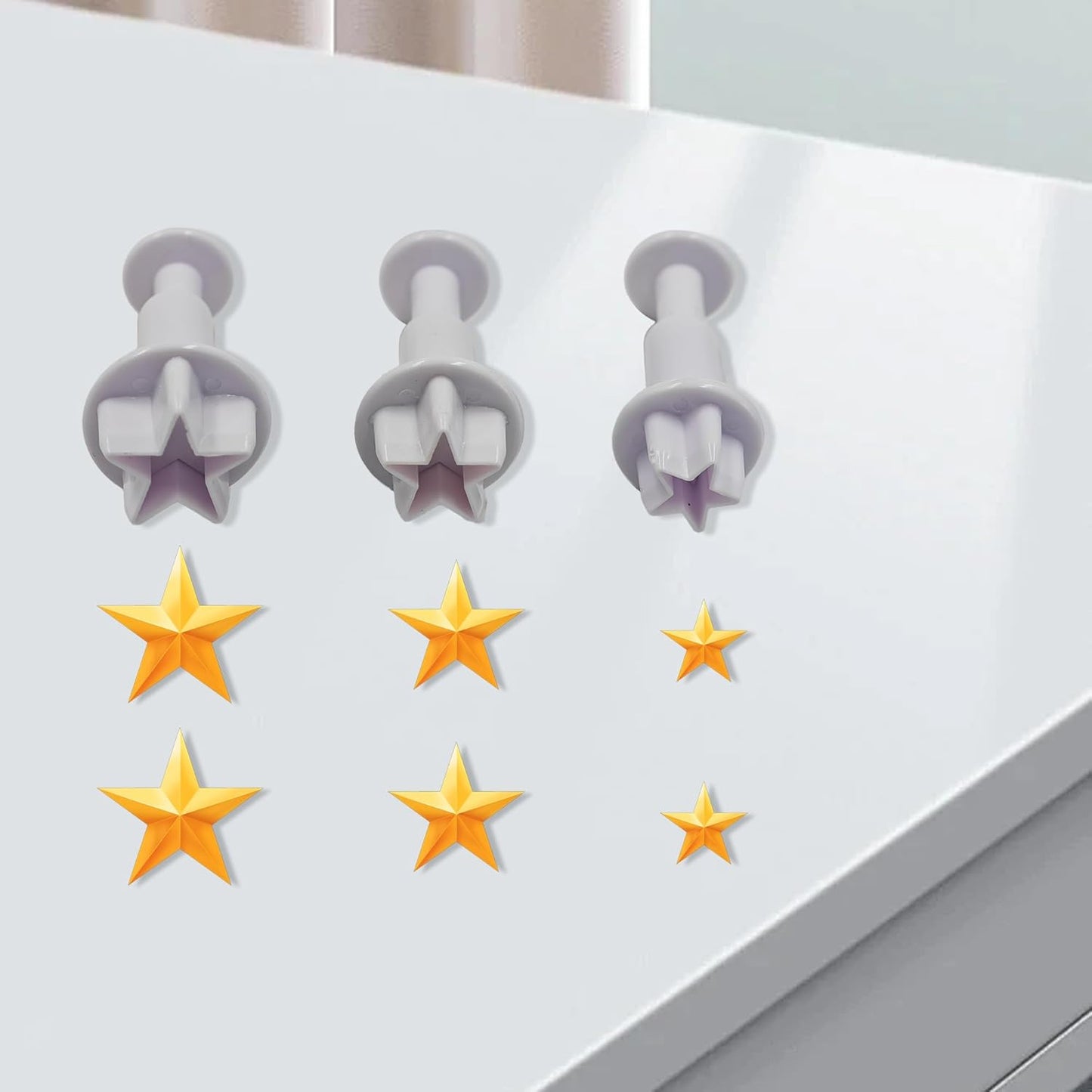 pson 3Pcs Plunger Cookie Cutter Set, Mini Plastic Biscuit Molds for Cake Decorating, Baking, Fondant, and DIY Crafts(Star)