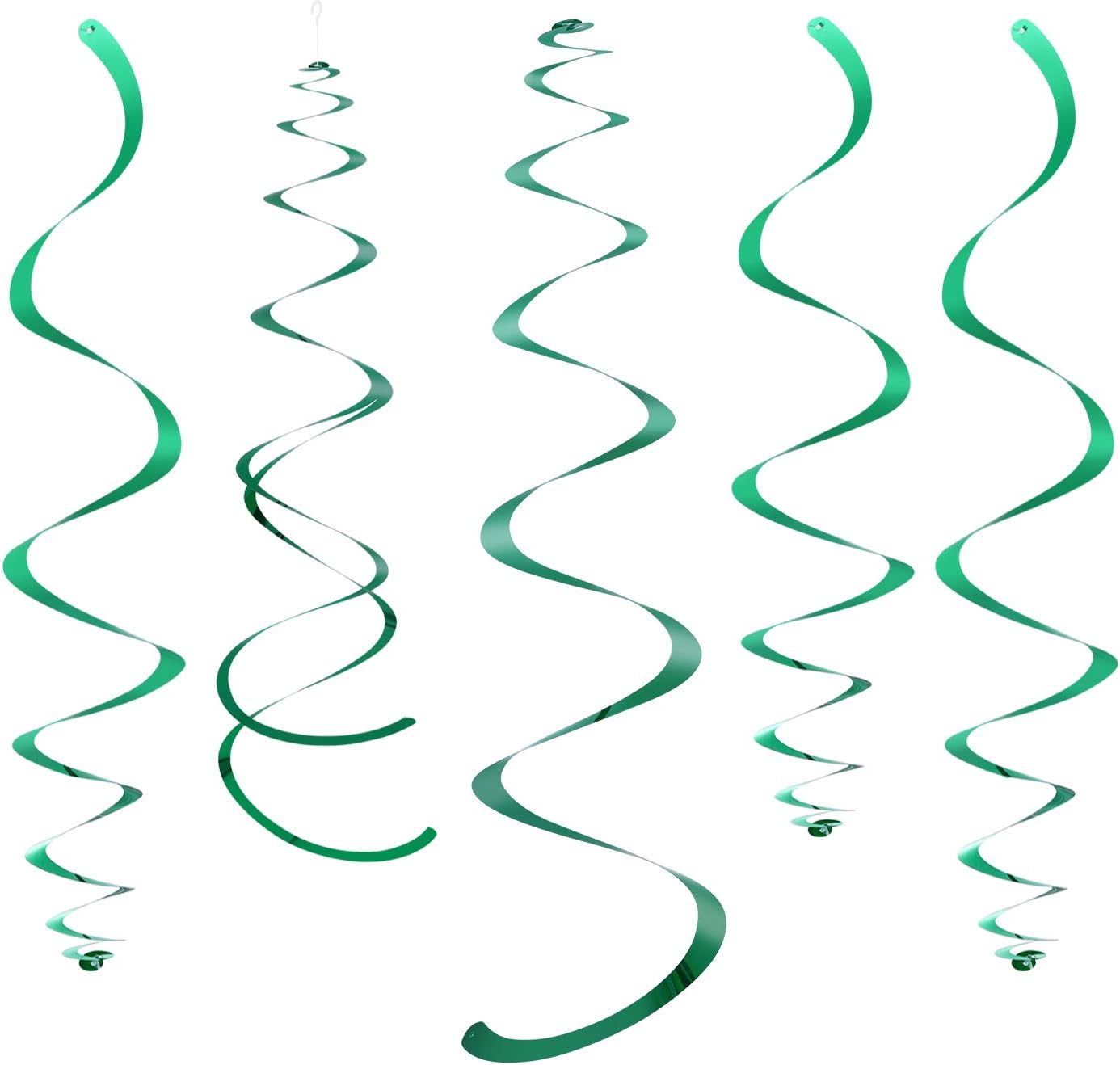Green Party Hanging Swirl Decorations Plastic Streamers for Ceiling, Pack of 28