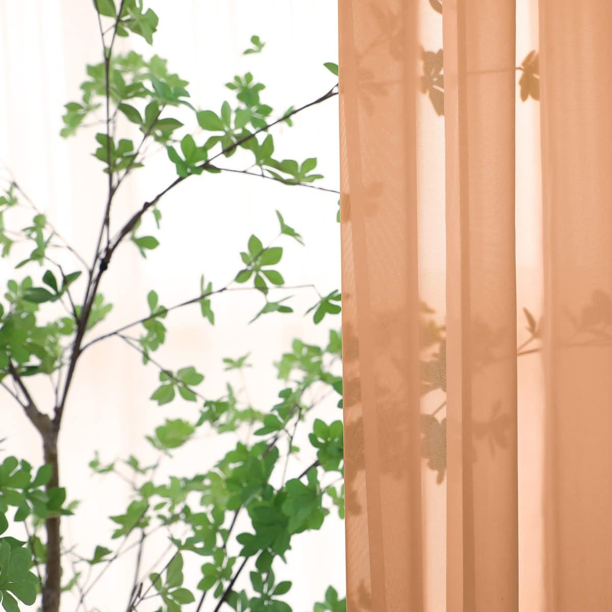 Window Brown Sheer Curtains 108 Inches Long 2 Panels Sheer Curtain Basic Rod Pocket Panel for Bedroom Children Living Room Yard Kitchen (Brown, 52" W x 108" L | 2 pcs)