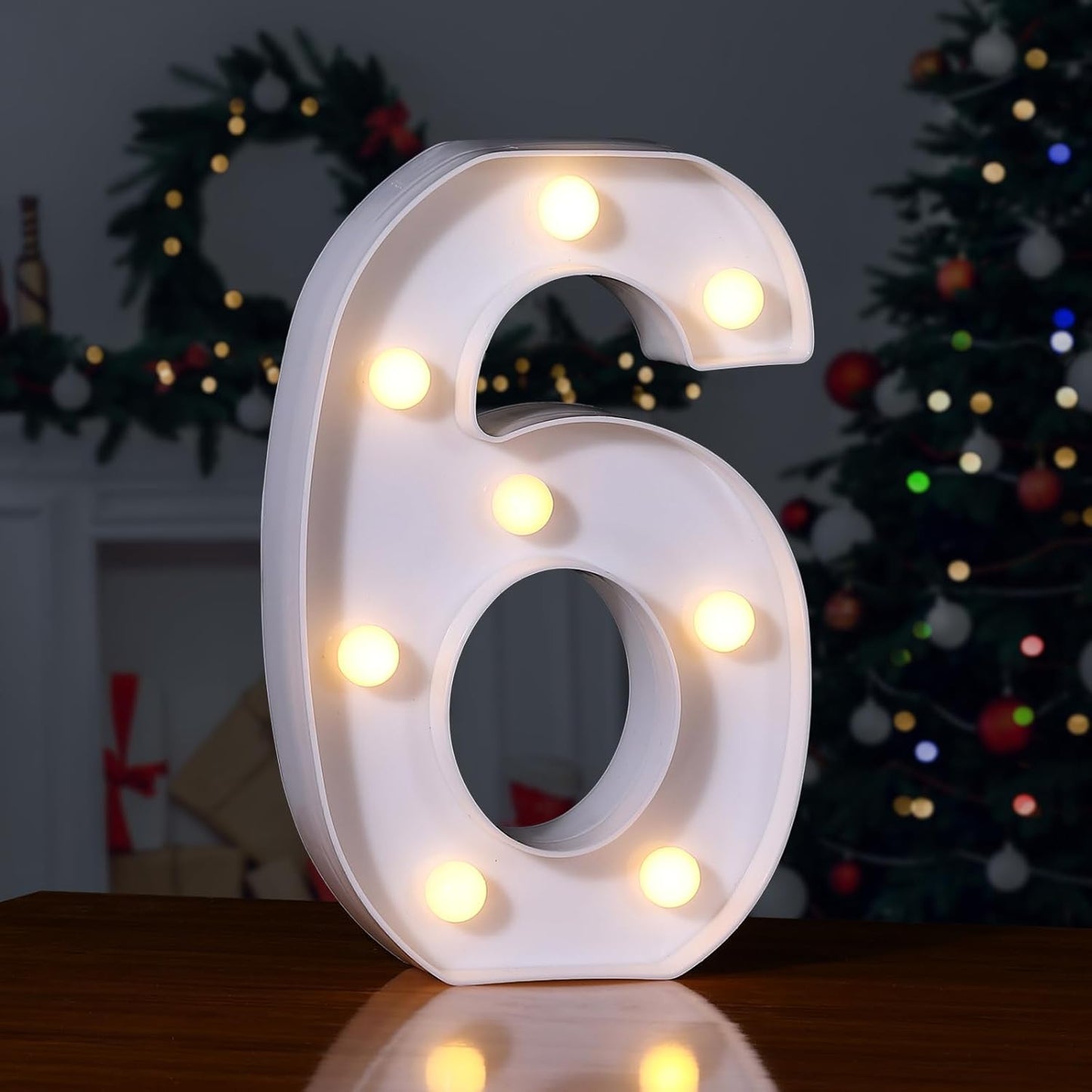 Foaky Decorative Led Marquee Light Up Number, Marquee Light Up Number Sign for Night Light Wedding Birthday Party Christmas Home Bar Decoration Number(6)