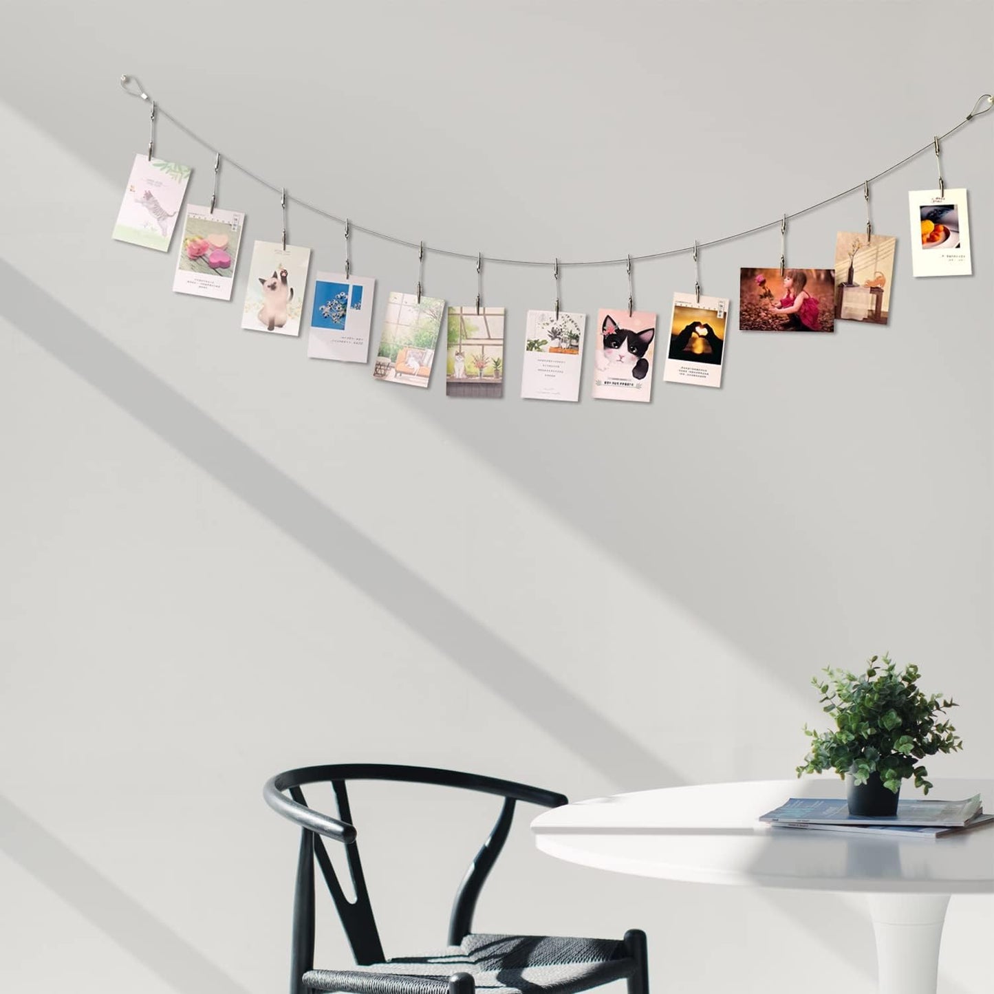 Wall Hanging Photo Display, DIY Picture Photo Frame String with 12 Clips for Hanging Photos Notes and Artworks (Adjustable Alligatory Clip)