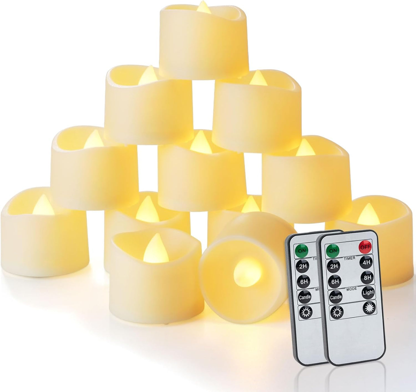 Homemory 24pcs Remote Timer LED Tea Lights Candles, 400+Hours Flickering Flameless Battery Operated Votive Candles for Tabletop Lighting, Centerpieces Decor, Holiday Decor