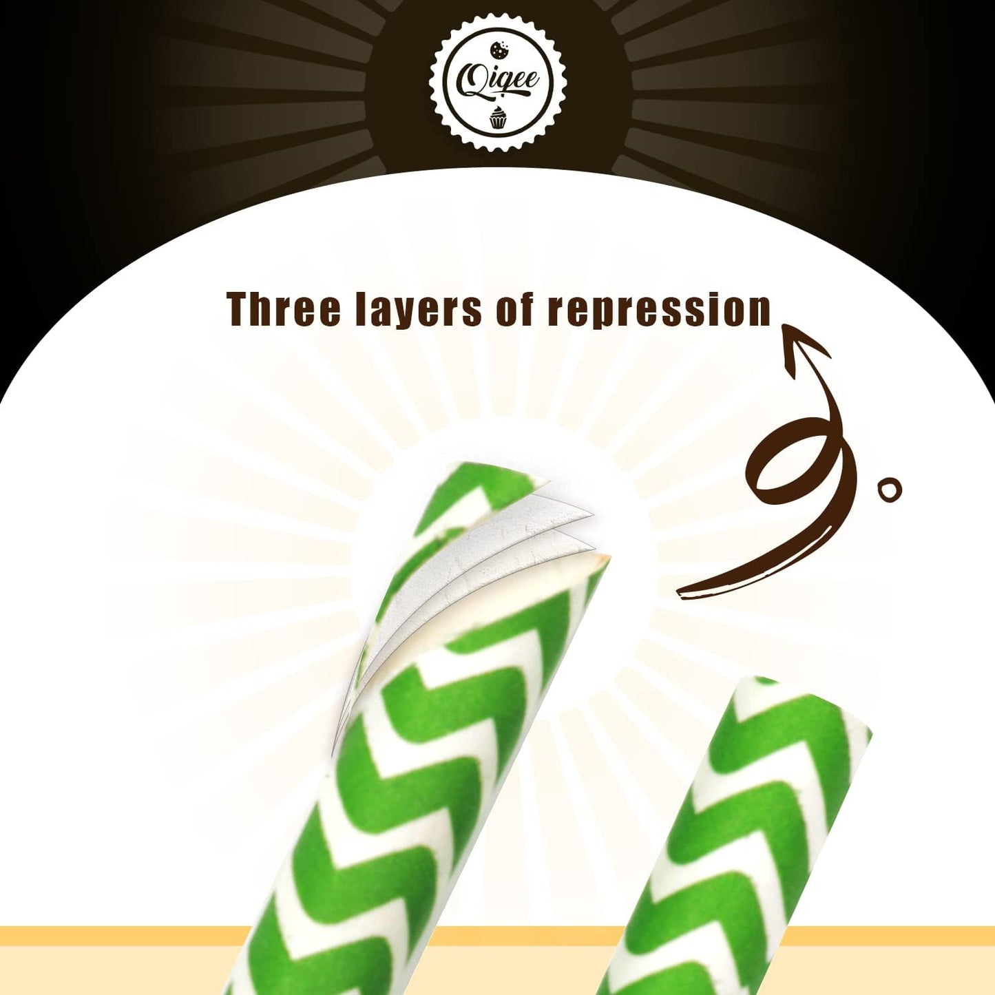 Green Paper Straws for Drinking Green Disposable Straws 150pcs Disposable Straws Bulk（10 Pattern） qiqee