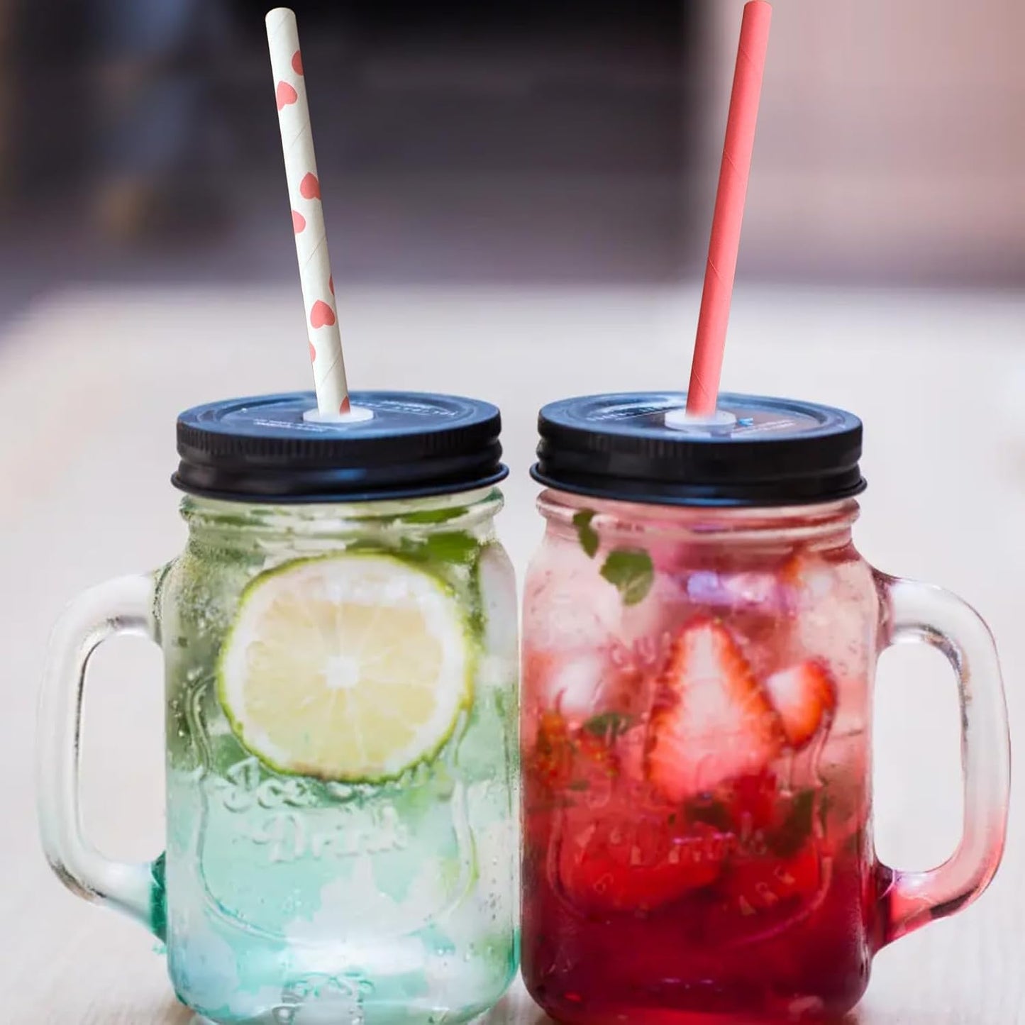 YAOSHENG [100 Pack] Pink & Gold Paper Straws Disposable, 100% Biodegradable Multi-Pattern Party Straws For Birthday, Wedding and Holiday Decoration (Deep Powder Series)