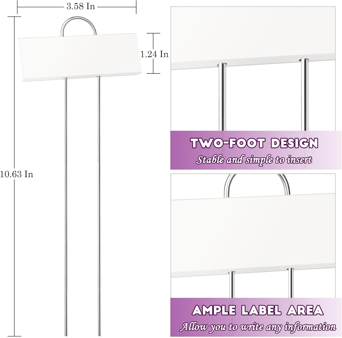 FORUP Metal Plant Labels, 30 Pack Garden Label Markers, Weatherproof Garden Stake Tags, Reusable Planting Gardening Markers, White