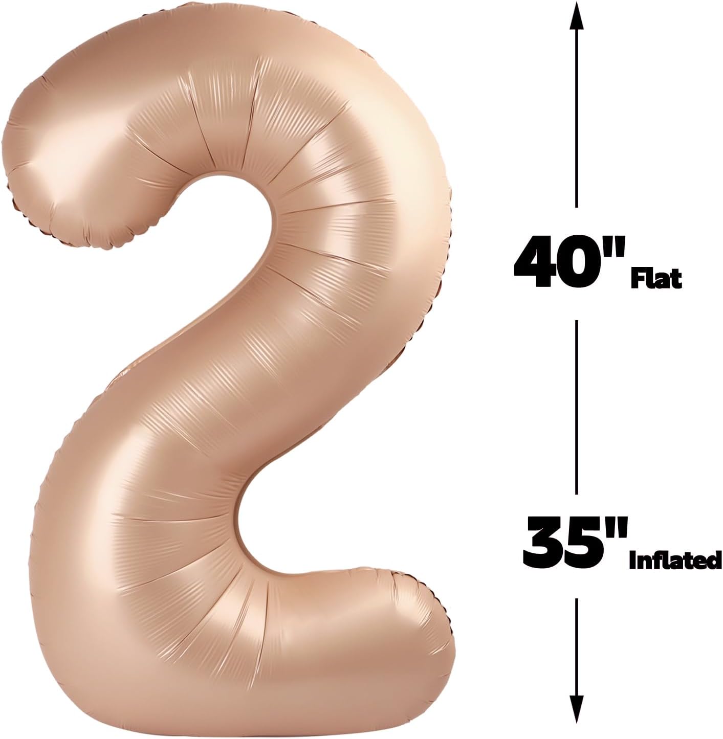 Big 40 Inch Light Brown 2 Number Balloon Birthday Decoration, 2026 Light Brown Number 2 Helium Balloons 12 20 22 23 24 26 28 32 42 Celebration, Boy Girl Baby Anniversary Party Graduations Supplies