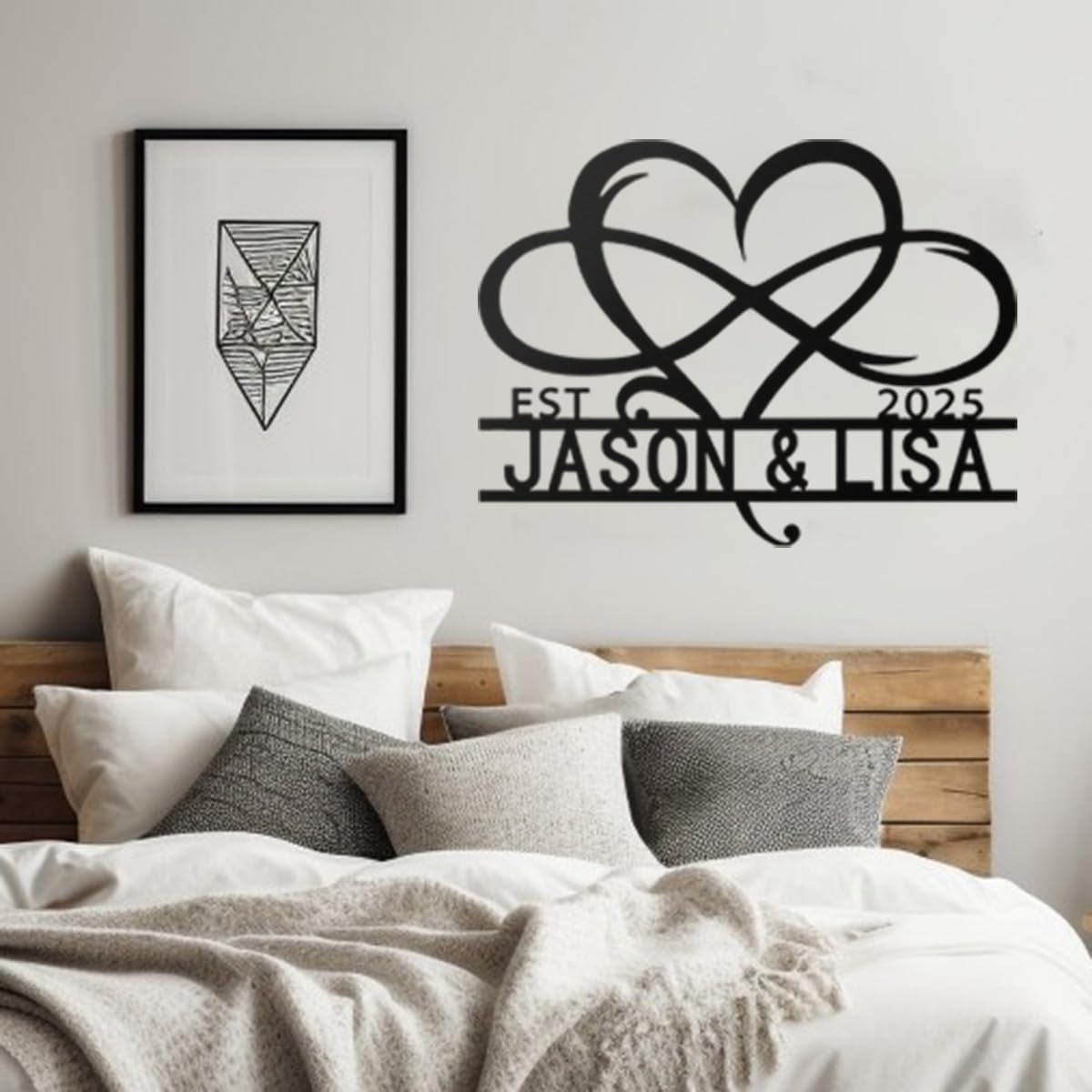 NAZENTI Personalized Metal Couple Sign Gift, Wedding Gift, Family Name Sign, Outdoor Name, Anniversary, Home Decor, Front Door