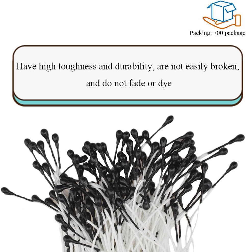 HAHIYO 700 Pcs 3mm Black Pearl Double Head Artificial Flower Pistil with Pearlized Floral Stamen for Flower Making & Decoration