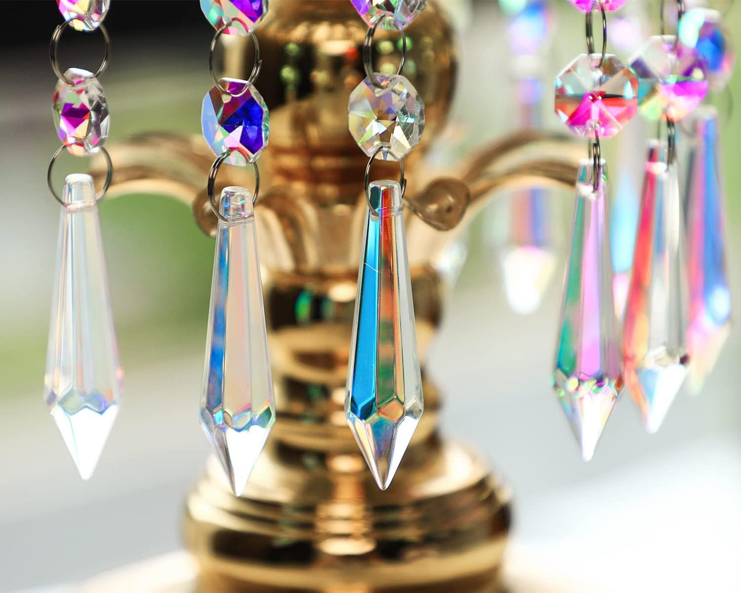 H&D HYALINE & DORA 20pcs 55mm Suncatcher Aurora Chandelier Icicle Crystal Prisms Pendant, Octagon Beads Decor Sun Catchers