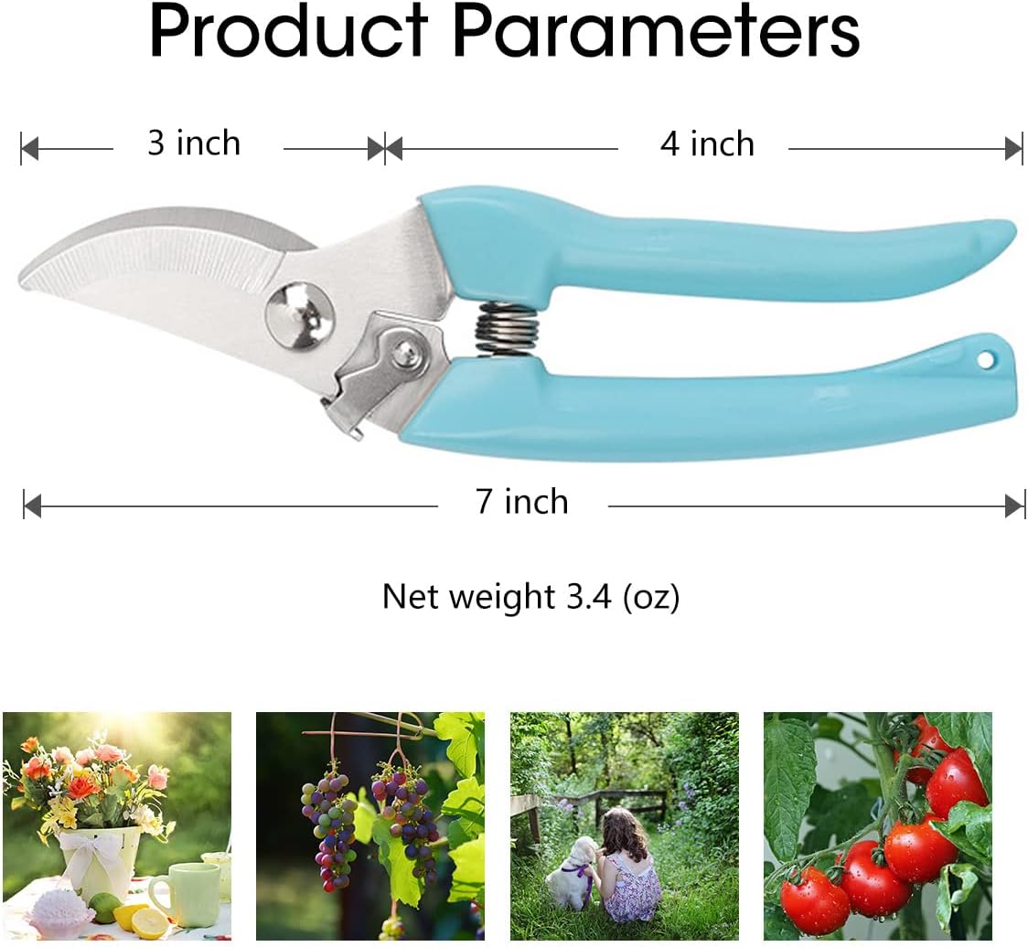 Leize Pruning Shears, Gardening Hand Pruner, Floral Shears, Strong Pruner for Flowers, Branches and Leaves (LightBlueA)
