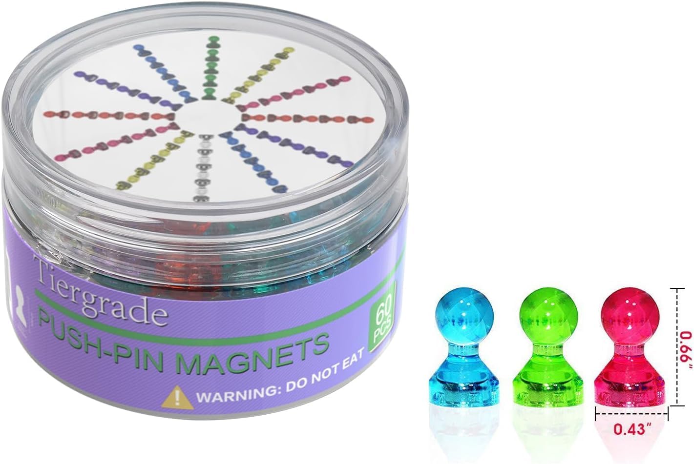 Push Pin Magnets - Tiergrade 6000 Pack 7 Assorted Color Strong, Office, Use at Kitchen Home and School Classroom, for Refrigerator Dry Erase Board and Whiteboard.