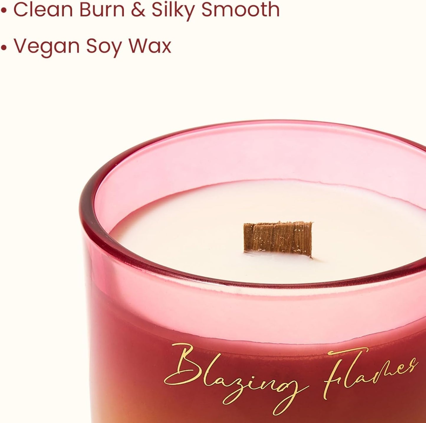 M&SENSE 9.88oz Natural Soy Wax Jar Candle with Wooden Wick | Blazing Flames Scent | 55-Hour Burn & Long-Lasting Burn | Housewarming Gift for Men and Women